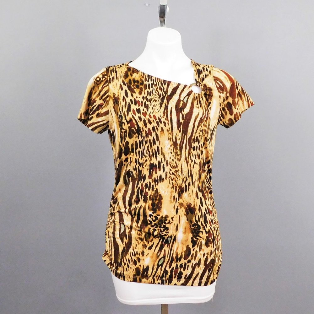 New Directions Women's Shirt,‎ Size PM, Brown Multi